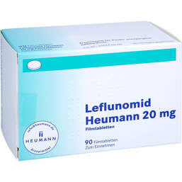 Abbildung: Leflunomid Heumann 20 mg Filmtabletten 90 St, Filmtabletten PZN 13725615