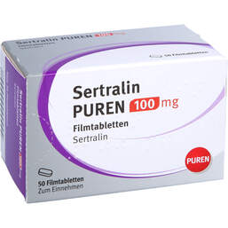 Abbildung: Sertralin Puren 100 mg Filmtabletten 50 St, Filmtabletten PZN 13725762