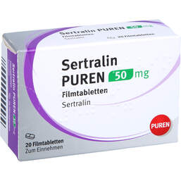 Abbildung: Sertralin Puren 50 mg Filmtabletten 20 St, Filmtabletten PZN 13725791
