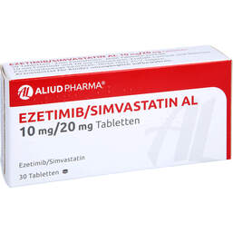 Abbildung: Ezetimib / Simvastatin AL 10 mg / 20 mg Tabletten 30 St, Tabletten PZN 13744096