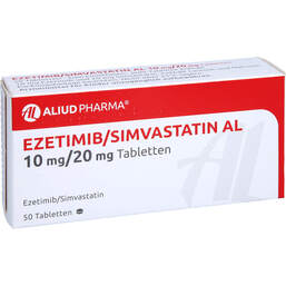 Abbildung: Ezetimib / Simvastatin AL 10 mg / 20 mg Tabletten 50 St, Tabletten PZN 13744104