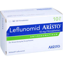 Abbildung: Leflunomid Aristo 10 mg Filmtabletten 100 St, Filmtabletten PZN 13744280