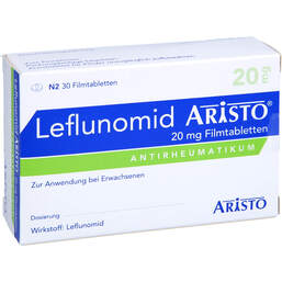Abbildung: Leflunomid Aristo 20 mg Filmtabletten 30 St, Filmtabletten PZN 13744297