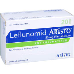 Abbildung: Leflunomid Aristo 20 mg Filmtabletten 60 St, Filmtabletten PZN 13744305