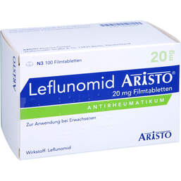 Abbildung: Leflunomid Aristo 20 mg Filmtabletten 100 St, Filmtabletten PZN 13744340