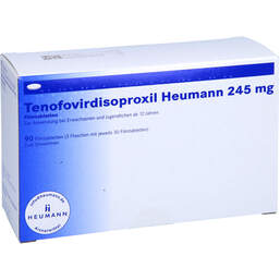 Abbildung: Tenofovirdisoproxil Heumann 245 mg Filmtabletten 90 St, Filmtabletten PZN 13749478