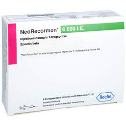 Abbildung: Neorecormon 6.000 I.E. Injektion -Lösung in einer Fertigspritze  6 St, Injektionslösung PZN 13751825