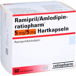 Abbildung: Ramipril / Amlodipin ratiopharm 5 mg / 5 mg Hartkapseln 60 St, Hartkapseln PZN 13752747