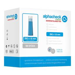 Abbildung: Alphacheck comfort Sicherheitslanzett.28 G 1,6 mm 100 St, Lanzetten PZN 13754278