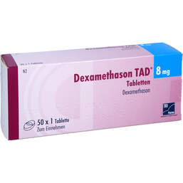 Abbildung: Dexamethason TAD 8 mg Tabletten 50 St, Tabletten PZN 13754456