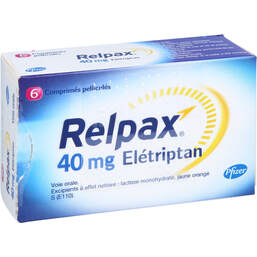 Abbildung: Relpax 40 mg Filmtabletten 6 St, Filmtabletten PZN 13781826