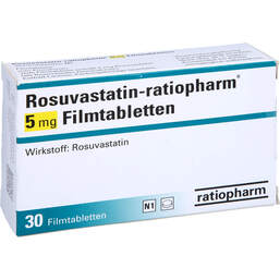 Abbildung: Rosuvastatin ratiopharm 5 mg Filmtabletten 30 St, Filmtabletten PZN 13785511