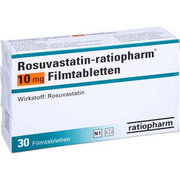 Abbildung: Rosuvastatin ratiopharm 10 mg Filmtabletten 30 St, Filmtabletten PZN 13785540