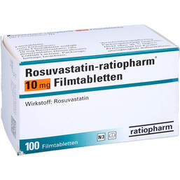 Abbildung: Rosuvastatin ratiopharm 10 mg Filmtabletten 100 St, Filmtabletten PZN 13785563