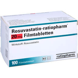 Abbildung: Rosuvastatin ratiopharm 20 mg Filmtabletten 100 St, Filmtabletten PZN 13785600