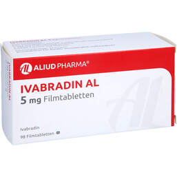Abbildung: Ivabradin AL 5 mg Filmtabletten 98 St, Filmtabletten PZN 13813590