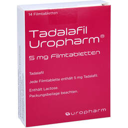 Abbildung: Tadalafil Uropharm 5 mg Filmtabletten 14 St, Filmtabletten PZN 13813779