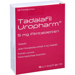 Abbildung: Tadalafil Uropharm 5 mg Filmtabletten 28 St, Filmtabletten PZN 13813785