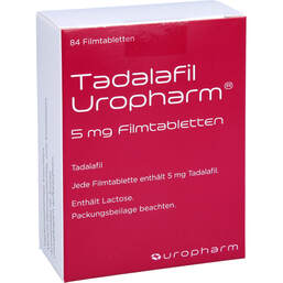 Abbildung: Tadalafil Uropharm 5 mg Filmtabletten 84 St, Filmtabletten PZN 13813791