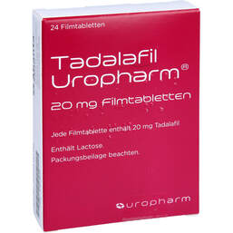 Abbildung: Tadalafil Uropharm 20 mg Filmtabletten 24 St, Filmtabletten PZN 13813839