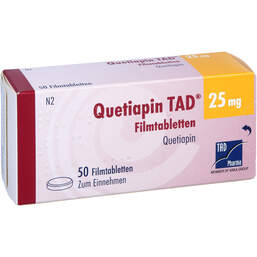 Abbildung: Quetiapin TAD 25 mg Filmtabletten 50 St, Filmtabletten PZN 13815809