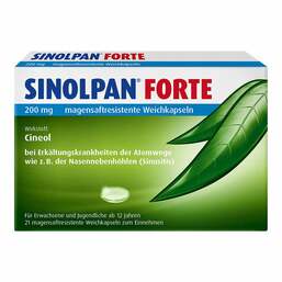 Abbildung: SINOPLAN® FORTE 200 mg Weichkapseln Magensaftresistente Weichkapseln, 21 St PZN 13816944