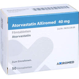 Abbildung: Atorvastatin Axiromed 40 mg Filmtabletten 50 St, Filmtabletten PZN 13817292