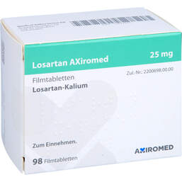Abbildung: Losartan Axiromed 25 mg Filmtabletten 98 St, Filmtabletten PZN 13817375