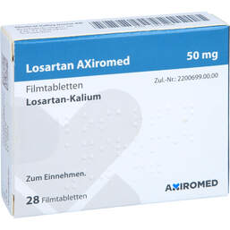 Abbildung: Losartan Axiromed 50 mg Filmtabletten 28 St, Filmtabletten PZN 13817406
