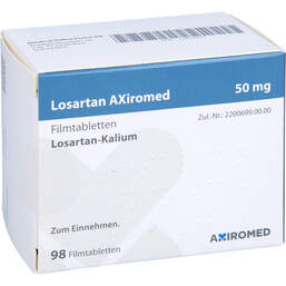 Abbildung: Losartan Axiromed 50 mg Filmtabletten 98 St, Filmtabletten PZN 13817429