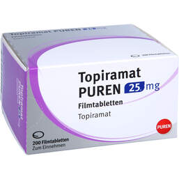 Abbildung: Topiramat Puren 25 mg Filmtabletten 200 St, Filmtabletten PZN 13821247