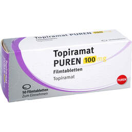 Abbildung: Topiramat Puren 100 mg Filmtabletten 50 St, Filmtabletten PZN 13821299