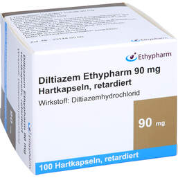 Abbildung: Diltiazem Ethypharm 90 mg Hartkapseln retardiert 100 St, Retard-Kapseln PZN 13822086
