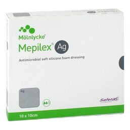 Abbildung: Mepilex Ag Schaumverband 10x10 cm steril 5 St, Verband PZN 13822241