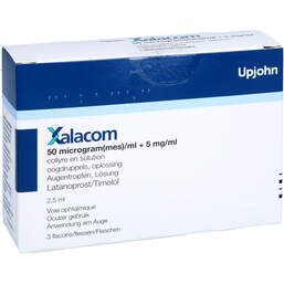 Abbildung: Xalacom 50 µg Latanoprost + 5 mg Timolol / ml Atr 3X2.5 ml, Augentropfen PZN 13824955
