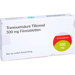 Abbildung: Tranexamsäure Tillomed 500 mg Filmtabletten 20 St, Filmtabletten PZN 13825831