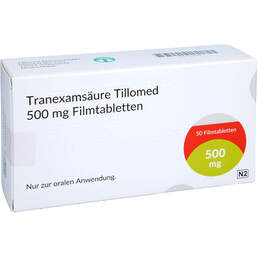 Abbildung: Tranexamsäure Tillomed 500 mg Filmtabletten 50 St, Filmtabletten PZN 13825854