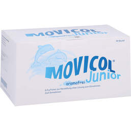 Abbildung: Movicol Junior aromafrei 6,9 g Pulver zur H.e.L.zum Einnehmen  90 St, Pulver zur Herstellung einer Lösung zum Einnehmen PZN 13826233