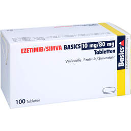 Abbildung: Ezetimib / Simva Basics 10 mg / 80 mg Tabletten 100 St, Tabletten PZN 13828054