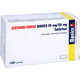 Abbildung: Ezetimib / Simva Basics 10 mg / 20 mg Tabletten 100 St, Tabletten PZN 13828120
