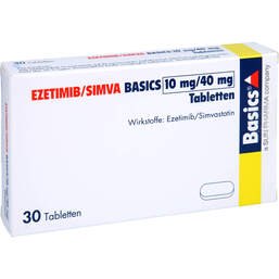 Abbildung: Ezetimib / Simva Basics 10 mg / 40 mg Tabletten 30 St, Tabletten PZN 13828137