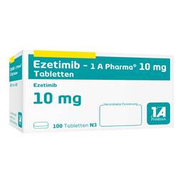 Abbildung: Ezetimib 1A Pharma 10 mg Tabletten 100 St, Tabletten PZN 13828924