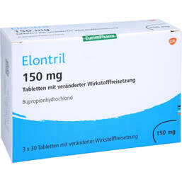 Abbildung: Elontril 150 mg Tabletten mit veränderter Wirkstofffreisetzung 3X30 St, Tablette mit veränderter Wirkstofffreisetzung PZN 13829935