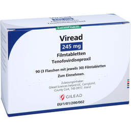 Abbildung: Viread 245 mg Filmtabletten 3X30 St, Filmtabletten PZN 13829970