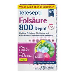 Abbildung: Tetesept Folsäure 800 Depot Tabletten Filmtabletten, 60 St PZN 13835060