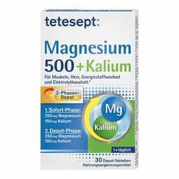 Abbildung: Tetesept Magnesium 500 + Kalium Tabletten 30 St, Tabletten PZN 13835077