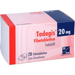 Abbildung: Tadagis 20 mg Filmtabletten 28 St, Filmtabletten PZN 13838816