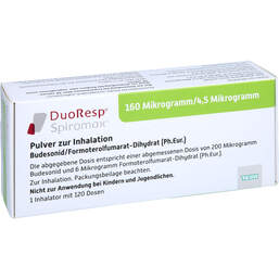 Abbildung: Duoresp Spiromax 160µg / 4,5µg / Dosis 1x120ED Inh.-P. 1 St, Inhalationspulver PZN 13839684