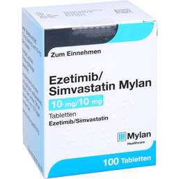 Abbildung: Ezetimib / Simvastatin Mylan 10 mg / 10 mg Tabletten 100 St, Tabletten PZN 13856955
