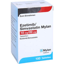 Abbildung: Ezetimib / Simvastatin Mylan 10 mg / 20 mg Tabletten 100 St, Tabletten PZN 13857044